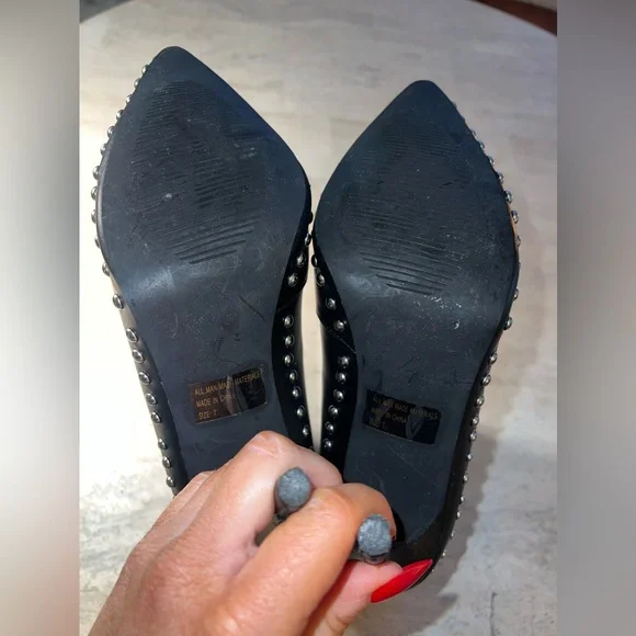 STEVE MADDEN Worthy Ankle Zip Up Booties Stiletto Studded Heels Black Size 7 - Picture 8 of 13